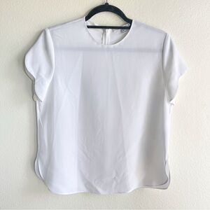 carven • haut cady scalloped short sleeve top • white • size 4